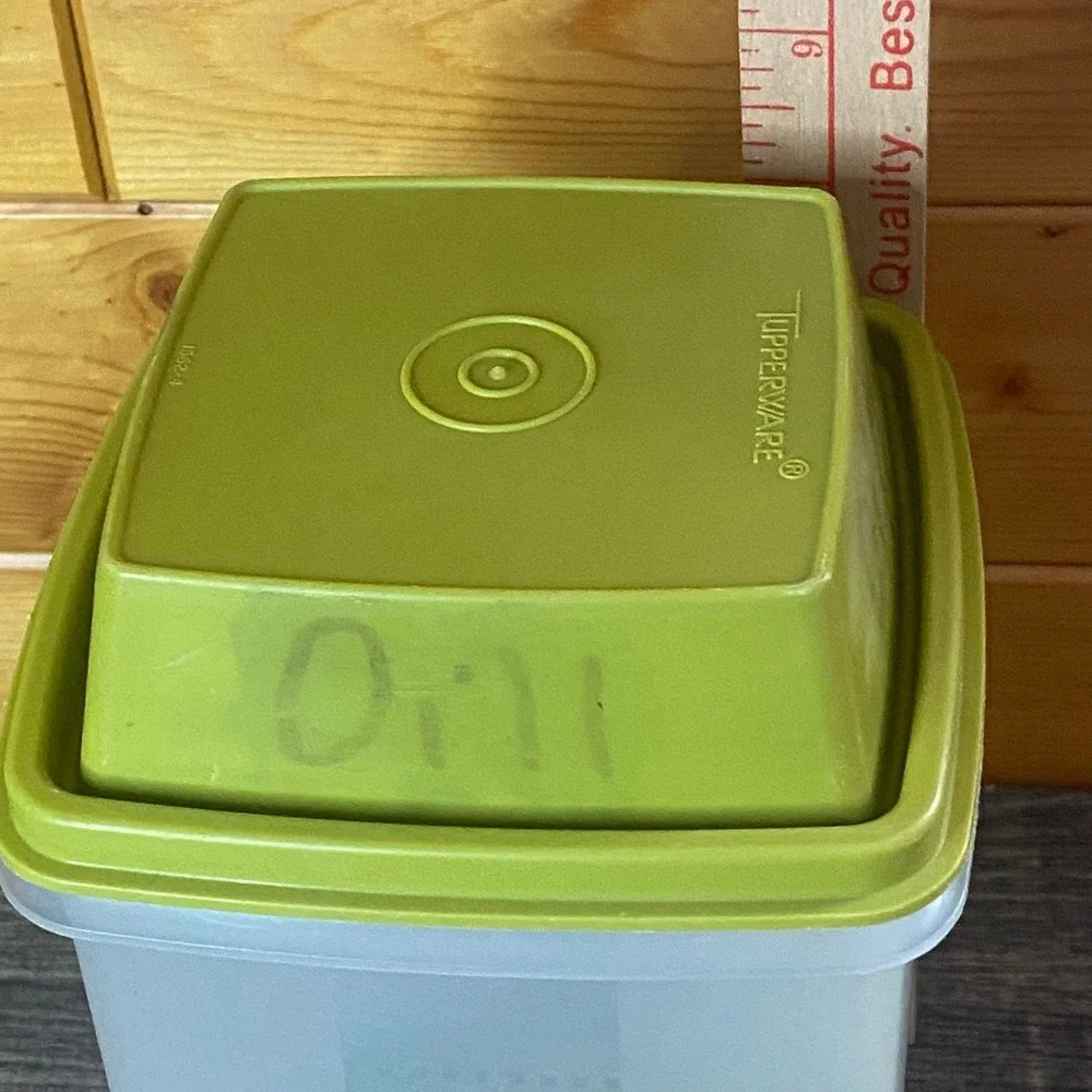 Vintage‎ Tupperware Modular Mate Square Container Green Lid 1562-4 Dill